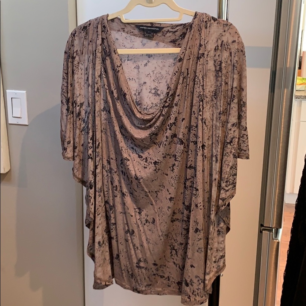 French Connection Navy and Eggplant/Beige Top